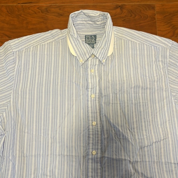 NWT Jos. A. Bank Stays Cool Blue and White Pinstripe Button Down Dress Shirt - Picture 4 of 10